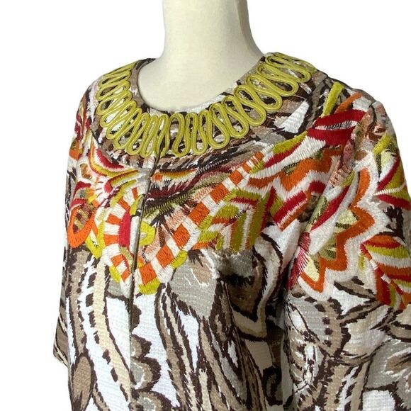 CHICO’S Blazer Jacket Embroidery & Rick Rack Details Size 1 or Women’s 8 - Picture 5 of 15